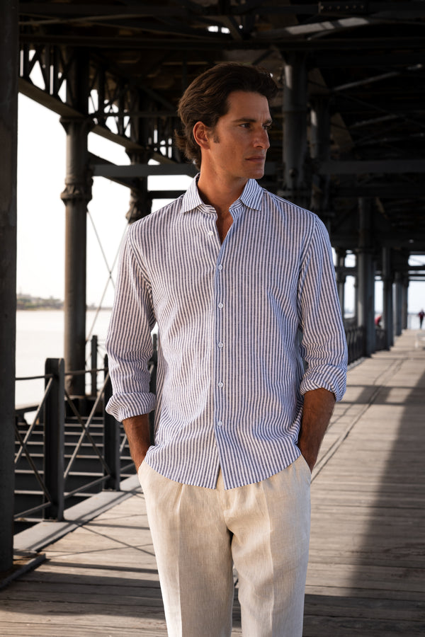 Navy Stripe Linen Shirt
