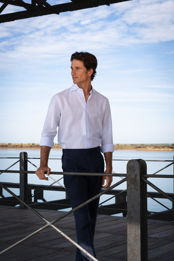 Light Blue Stripe Linen Shirt