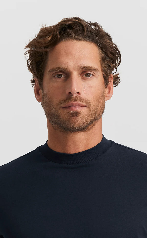 Deep Blue Hi-neck Cotton T-Shirt (Son of a Tailor) - Camisa BUND