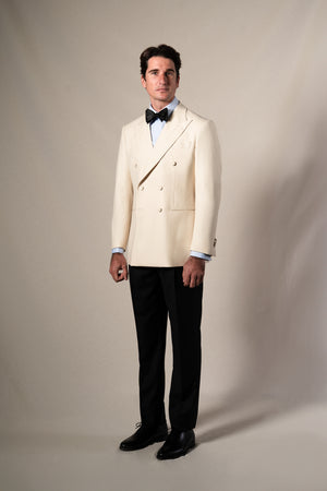 Off White Herringbone Tuxedo - Esmoquin a medida BUND