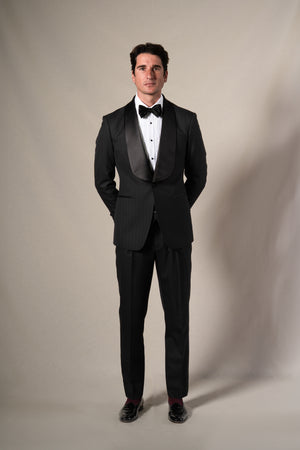 Black Herringbone 3 Pieces Tuxedo - Esmoquin a medida BUND