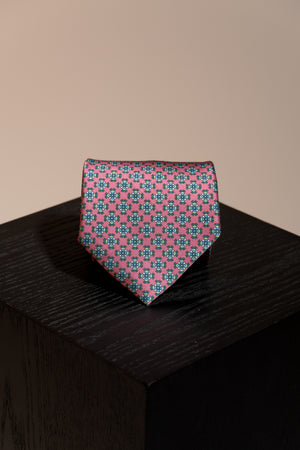 Corbata Flores Geométrico Rosa de seda - BUND
