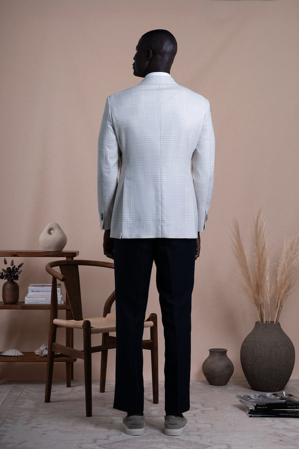 Houndstooth Beige Wool Blazer