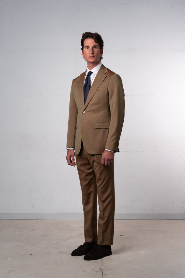 Herringbone Beige Solaro Suit - Traje a medida BUND