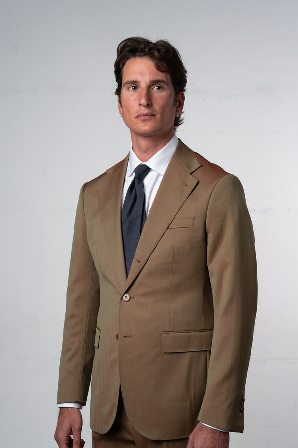 Herringbone Beige Solaro Suit - Traje a medida BUND