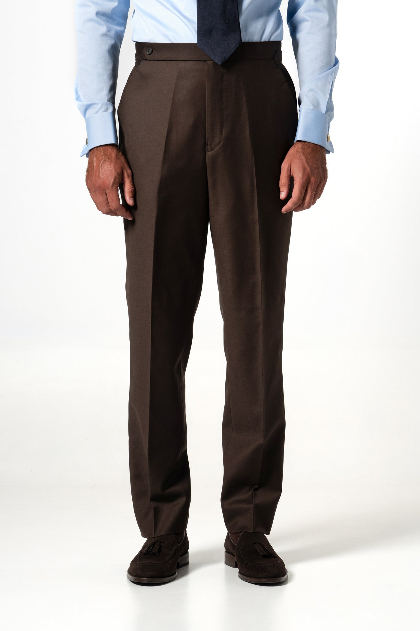 Plain Wool Chocolate Brown Tailoring Pants