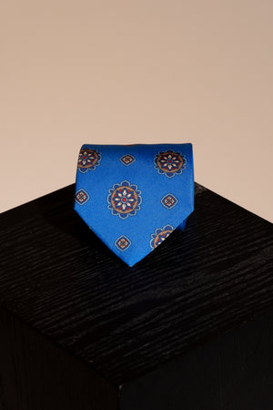 Corbata Maxiflores Azulón de seda - BUND