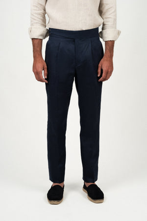 Pantalón Lino Soft Ghurka Navy - Pantalón a medida BUND