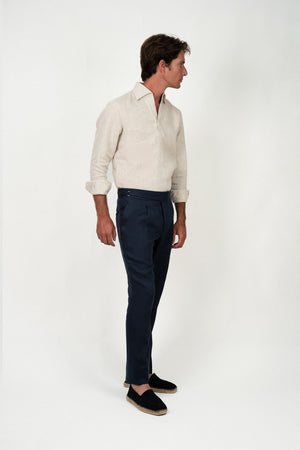 Pantalón Lino Soft Ghurka Navy - Pantalón a medida BUND