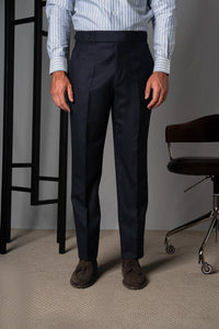 Flannel Dark Navy Wool Casual Pants