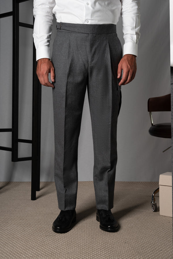 Flannel Light Grey Wool Casual Cargo Pants
