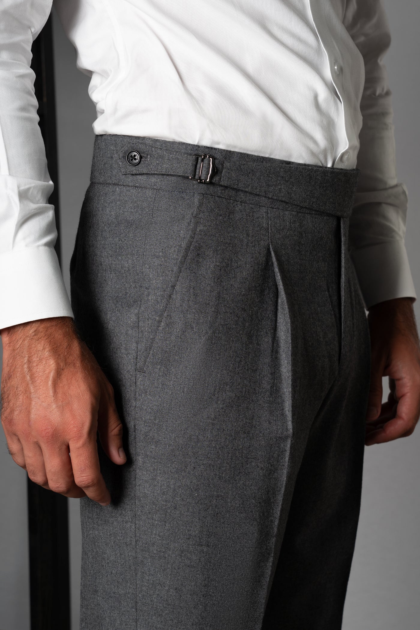 Flannel Light Grey Wool Casual Cargo Pants