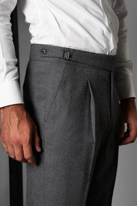 Flannel Light Grey Wool Casual Cargo Pants