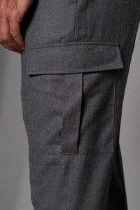 Flannel Light Grey Wool Casual Cargo Pants