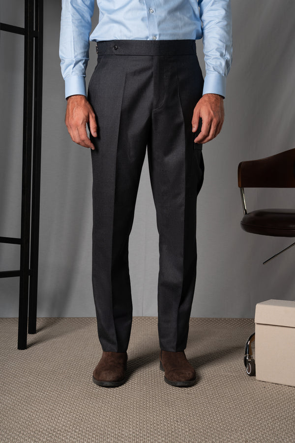 Flannel Stone Grey Wool Casual Cargo Pants