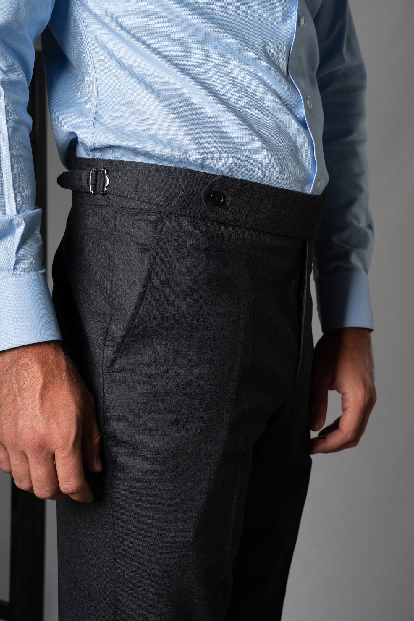 Flannel Stone Grey Wool Casual Cargo Pants