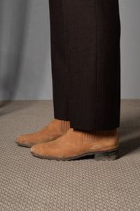 Flannel Chocolate Brown Wool Casual Pants