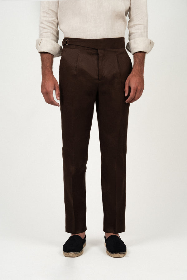 Pantalón Lino Soft Ghurka Brown - Pantalón a medida BUND