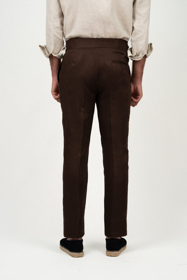Pantalón Lino Soft Ghurka Brown - Pantalón a medida BUND
