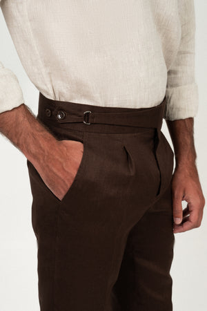 Pantalón Lino Soft Ghurka Brown - Pantalón a medida BUND