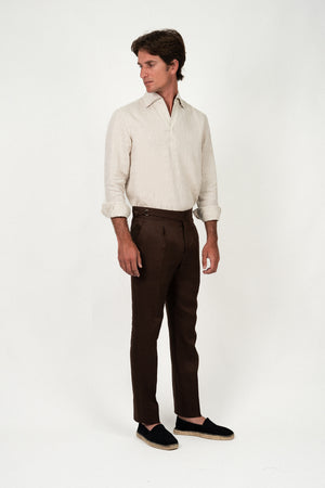 Pantalón Lino Soft Ghurka Brown - Pantalón a medida BUND