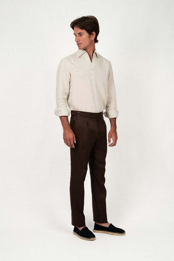 Pantalón Lino Soft Ghurka Brown - Pantalón a medida BUND
