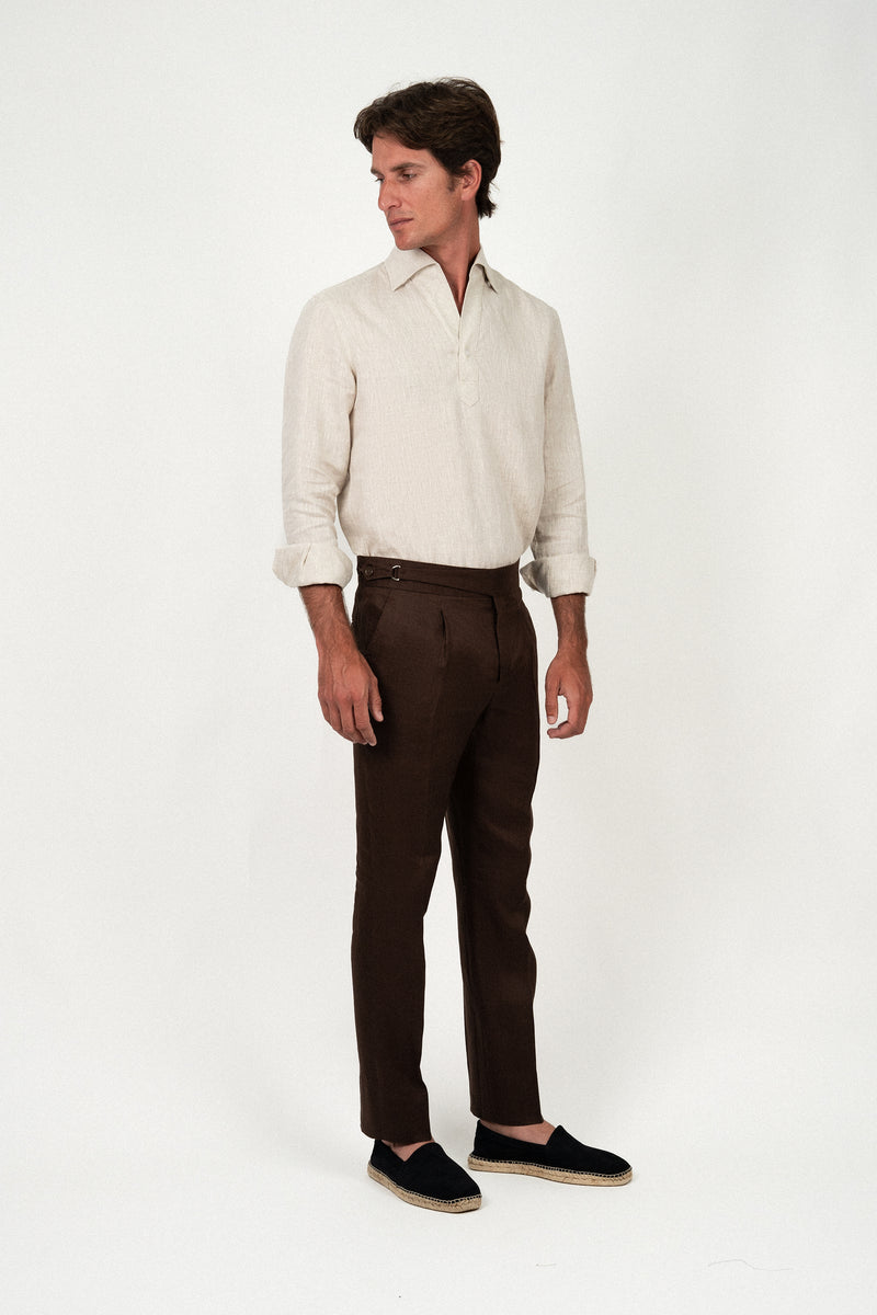 Pantalón Lino Soft Ghurka Brown - Pantalón a medida BUND