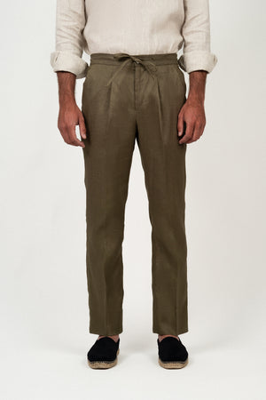 Pantalón Lino Anudar Olive - Pantalón a medida BUND