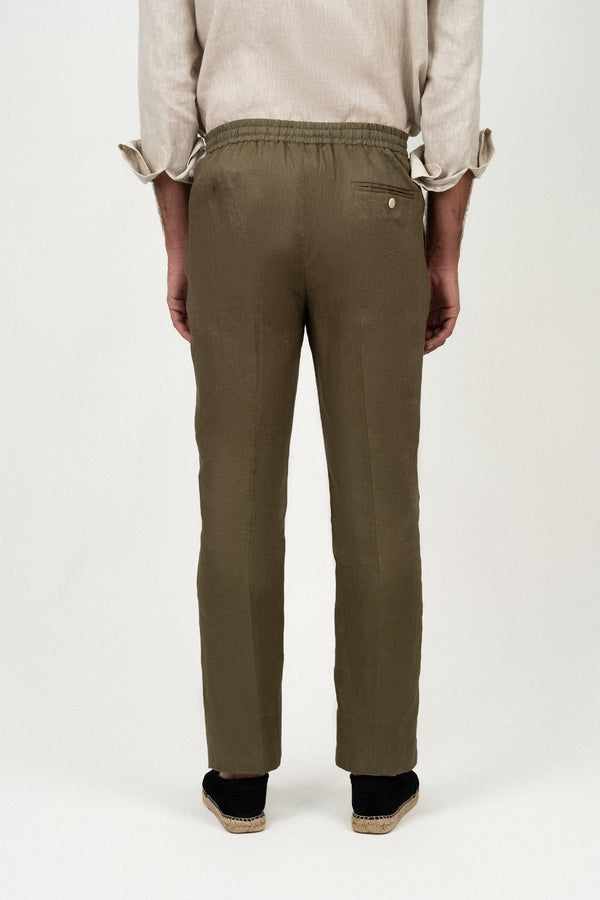 Pantalón Lino Anudar Olive - Pantalón a medida BUND