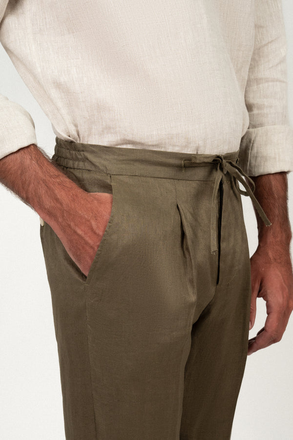 Pantalón Lino Anudar Olive - Pantalón a medida BUND