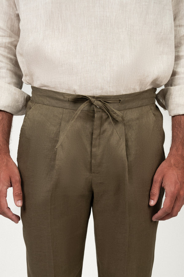 Pantalón Lino Anudar Olive - Pantalón a medida BUND