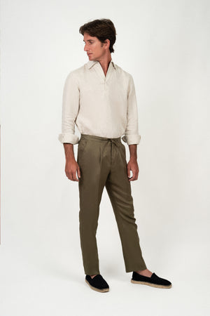 Pantalón Lino Anudar Olive - Pantalón a medida BUND