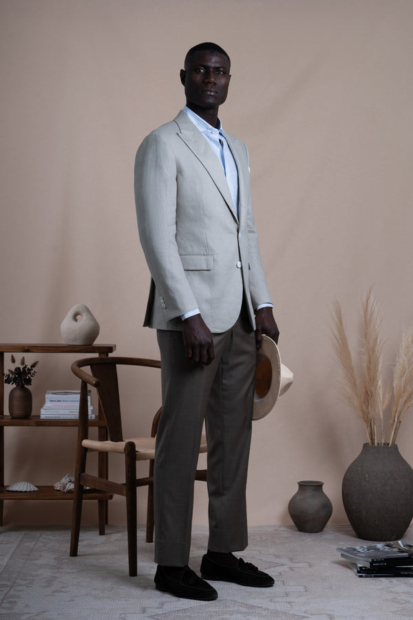 Plain Beige Linen Blazer