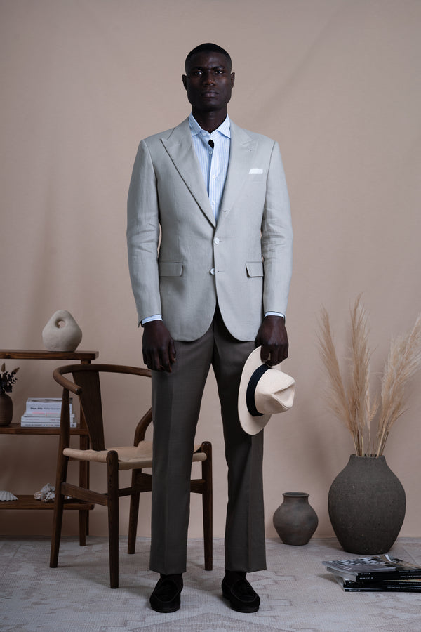Plain Beige Linen Blazer