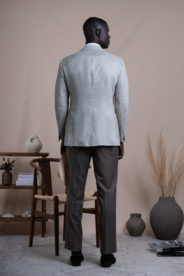 Plain Beige Linen Blazer