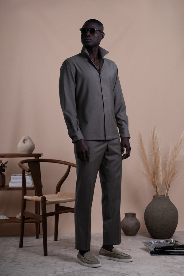 Plain Bison Wool Miami Casual Shirt