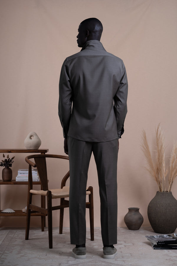 Plain Bison Wool Miami Casual Shirt