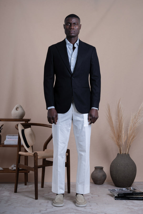 Plain Black Linen Blazer