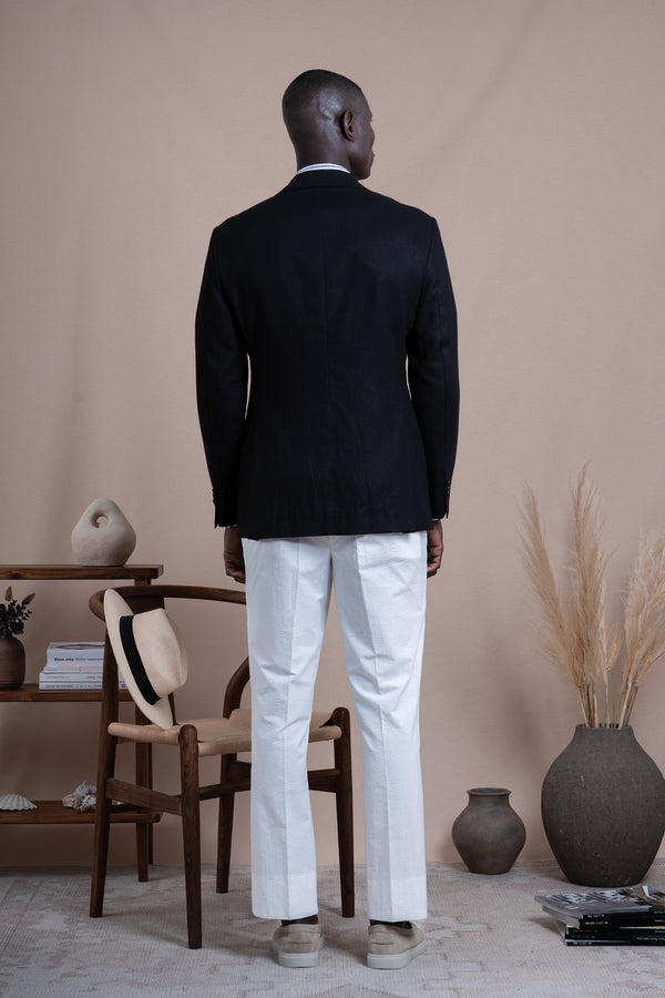 Plain Black Linen Blazer