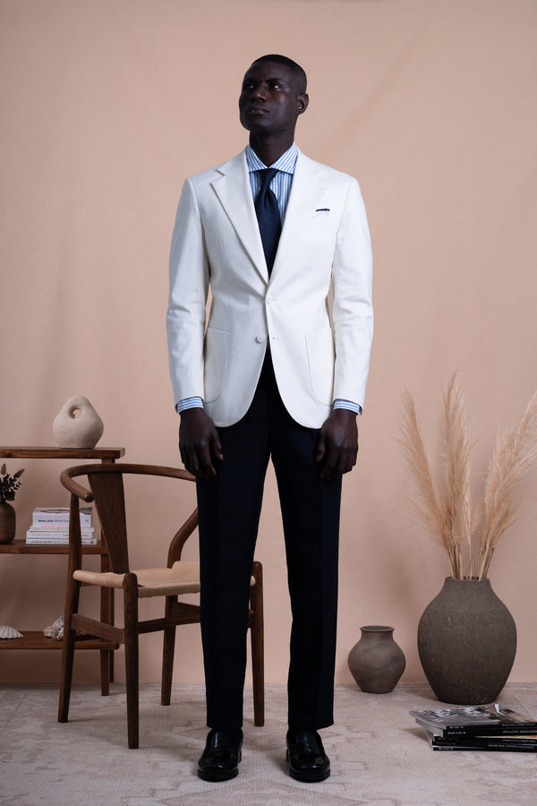 Plain Ecru Cotton Blazer