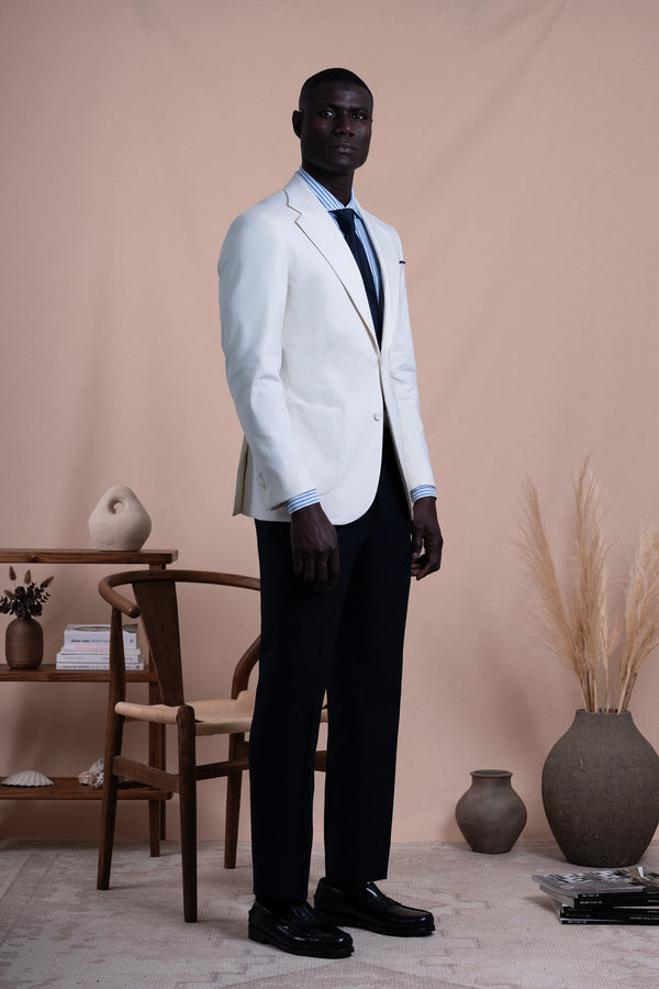 Plain Ecru Cotton Blazer