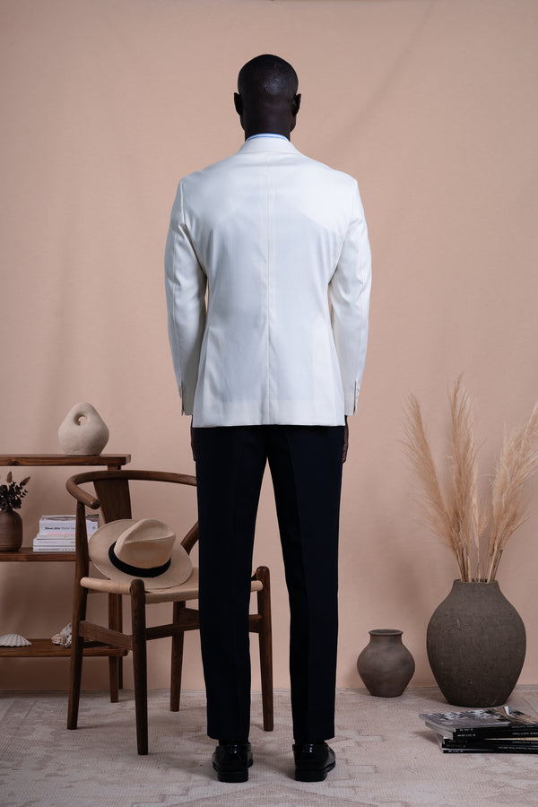 Plain Ecru Cotton Blazer