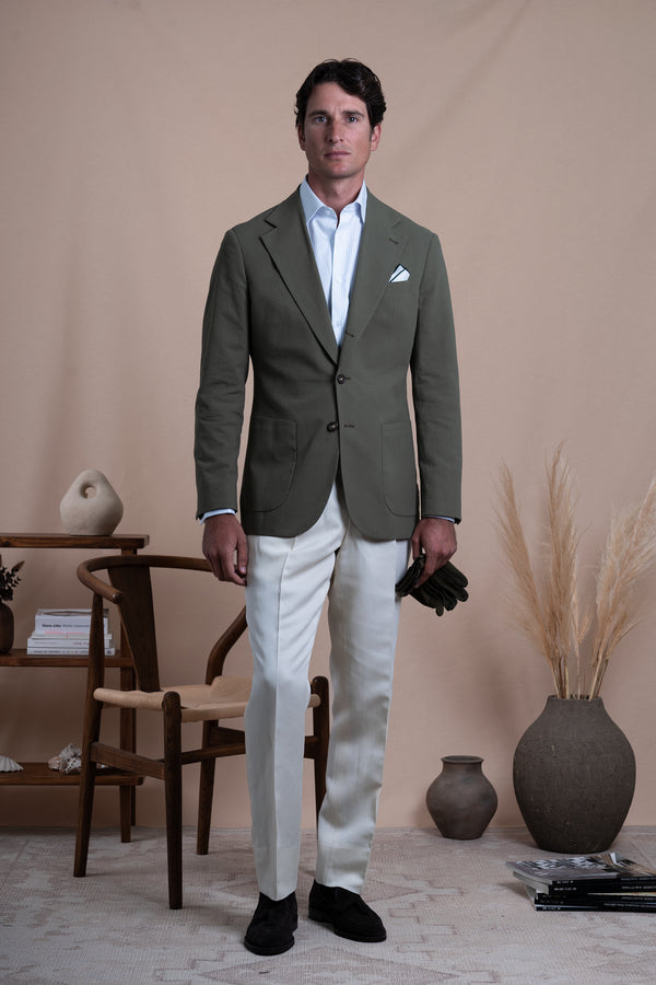 Plain Khaki Cotton Blazer