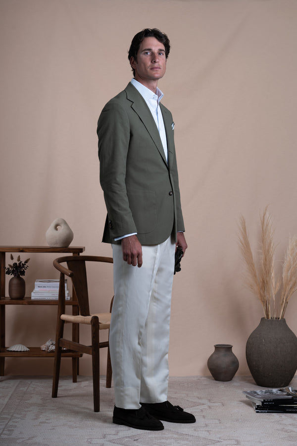 Plain Khaki Cotton Blazer