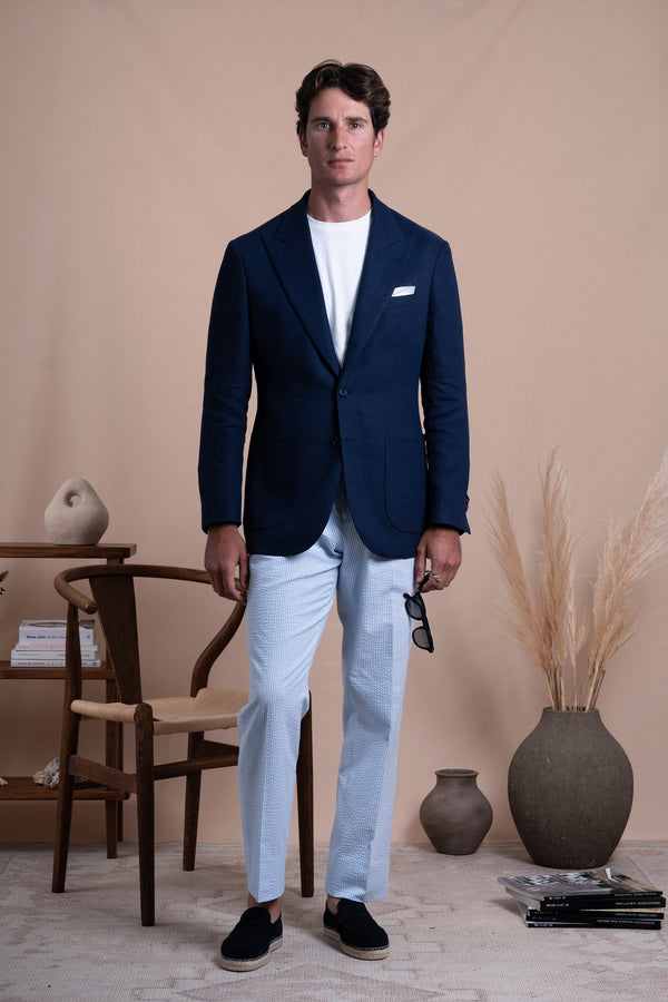 Plain Navy Linen Blazer