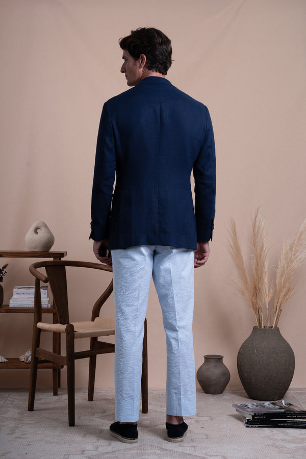 Plain Navy Linen Blazer