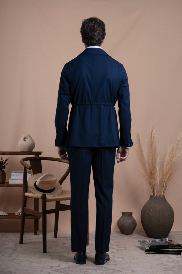 Plain Navy Wool Sahariana