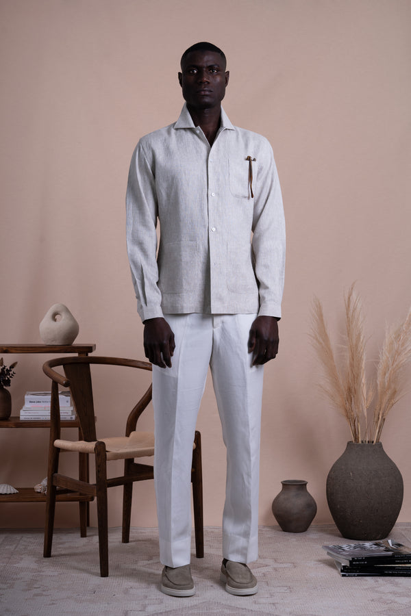Plain Sand Linen Overshirt