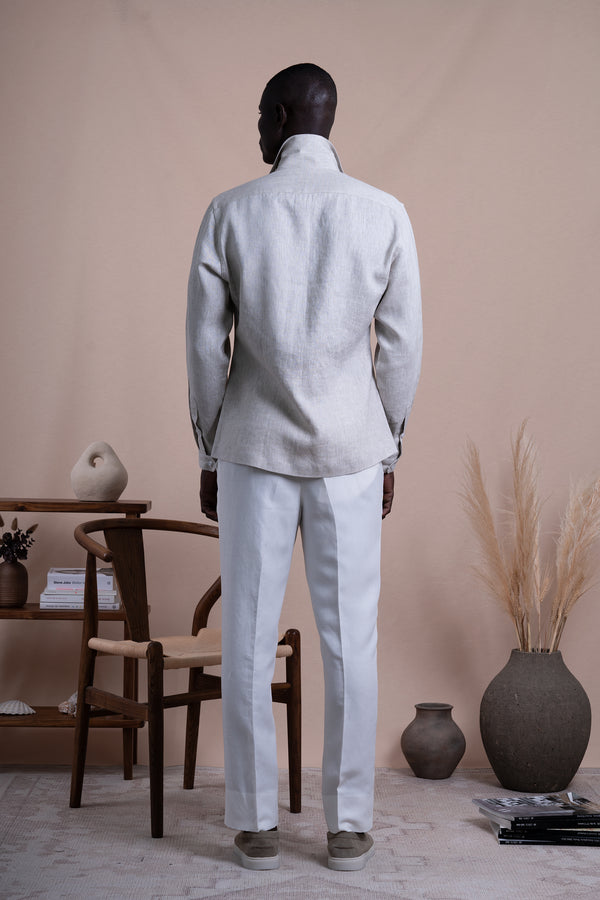 Plain Sand Linen Overshirt