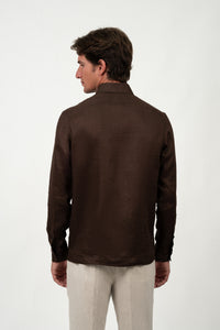 Camisa Lino Polera Dark Brown